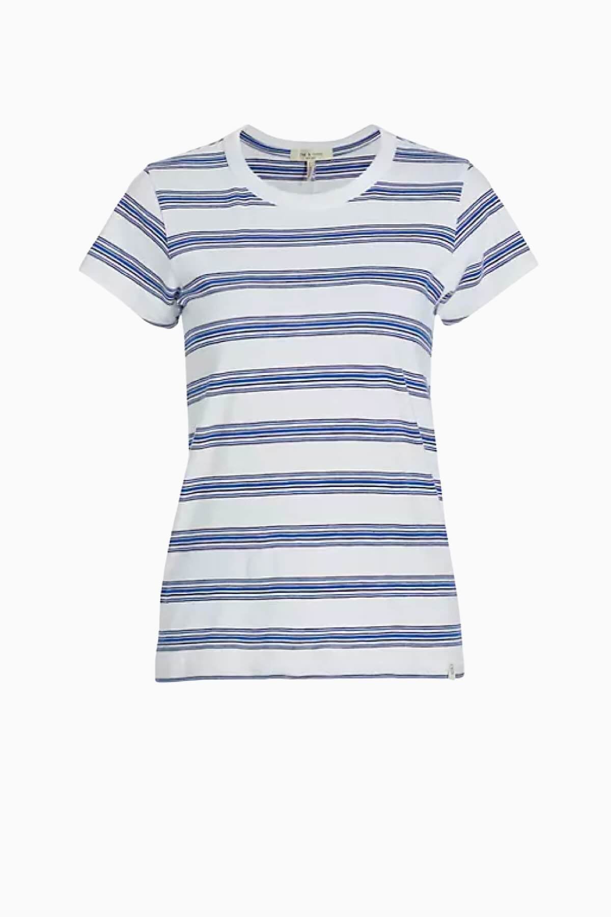 Rag & Bone The Slub Tee - White/ Blue Stripe