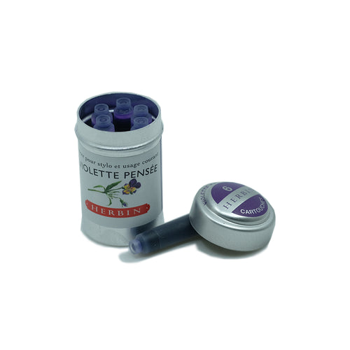 J. Herbin Violette Pensée (Pansies) Ink Cartridges - Tin of 6