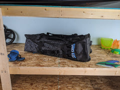 Storing inflatable stand up paddleboard on shelf