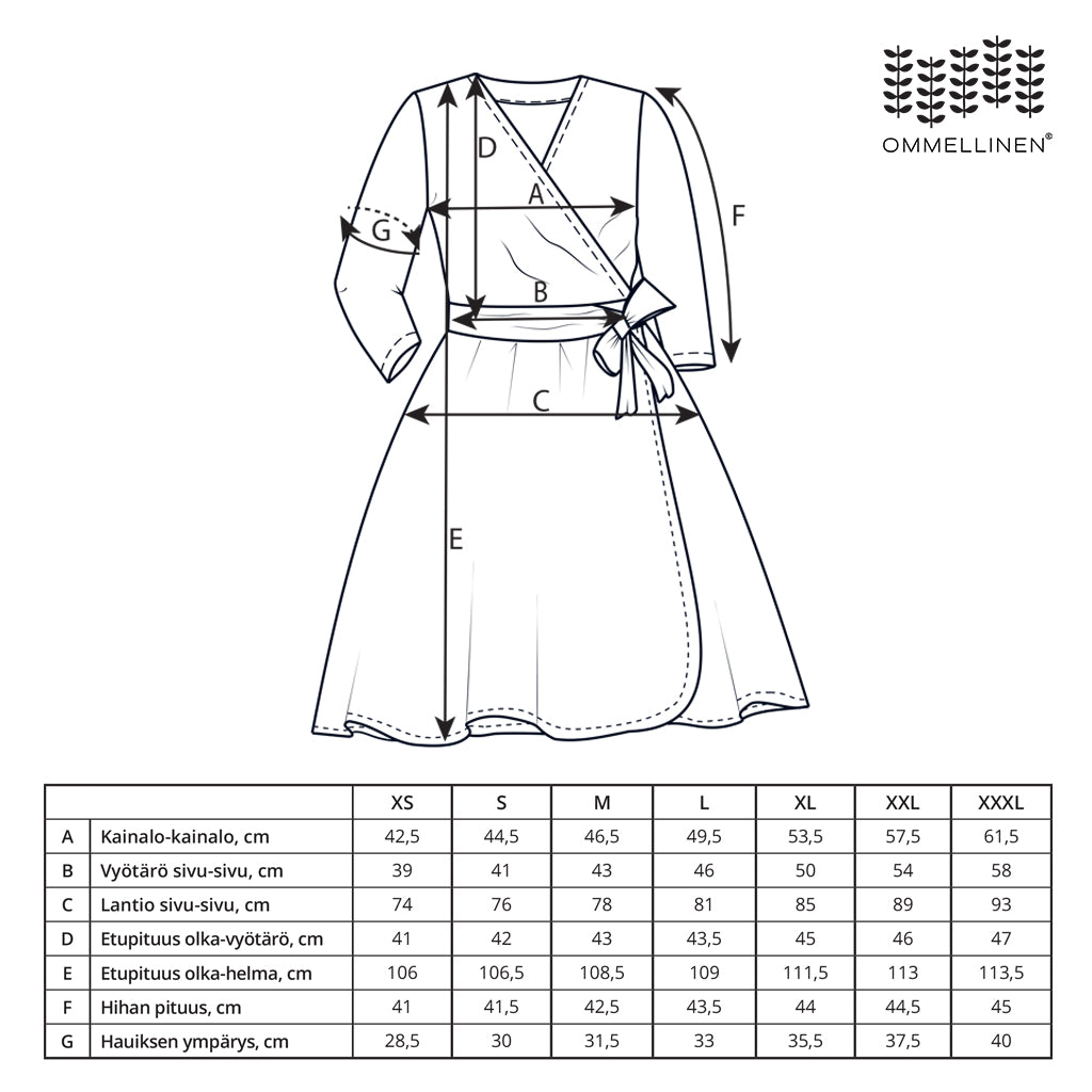 Wrap dress size chart