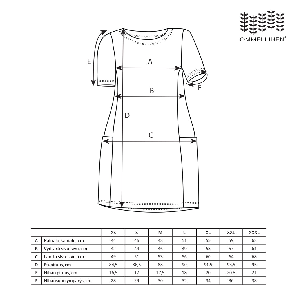 LEA Tunic Short Sleeve Size Chart