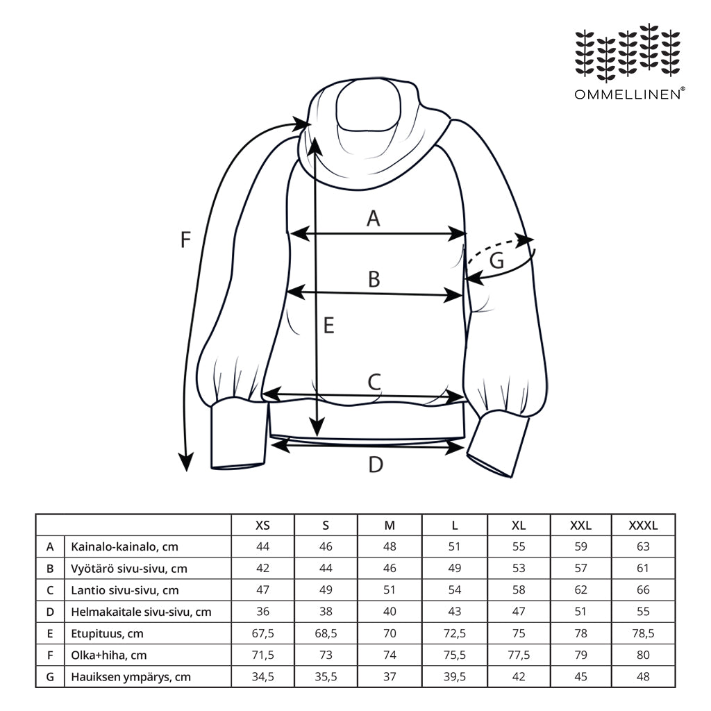 Pleated shirt size chart