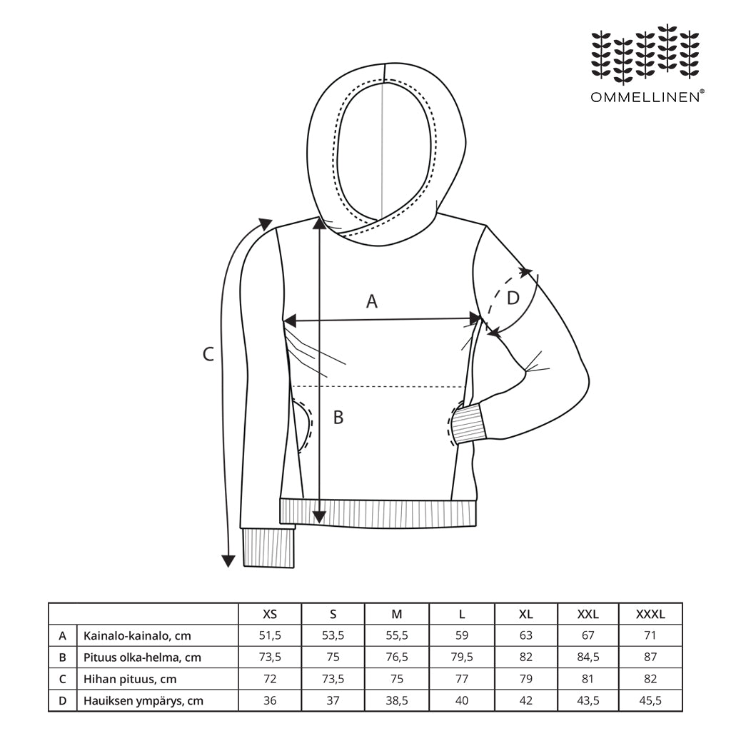 Men's hoodie size chart