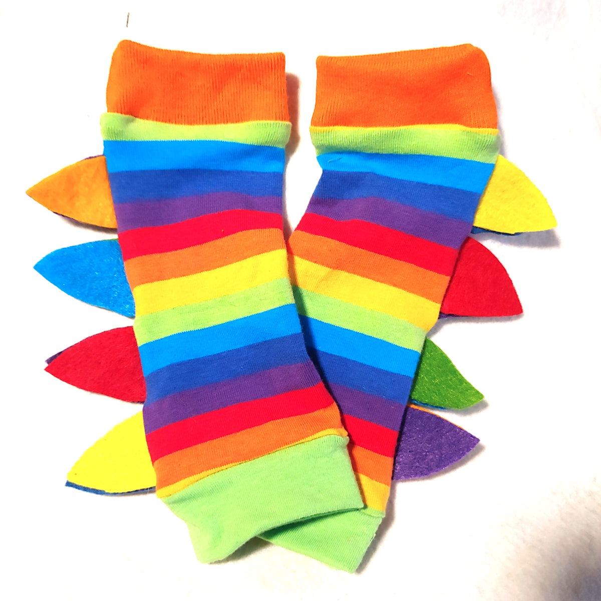 Rainbow Dino Spiked Sleeves Arm Warmers for Kids and Adults Dragon Cos ...