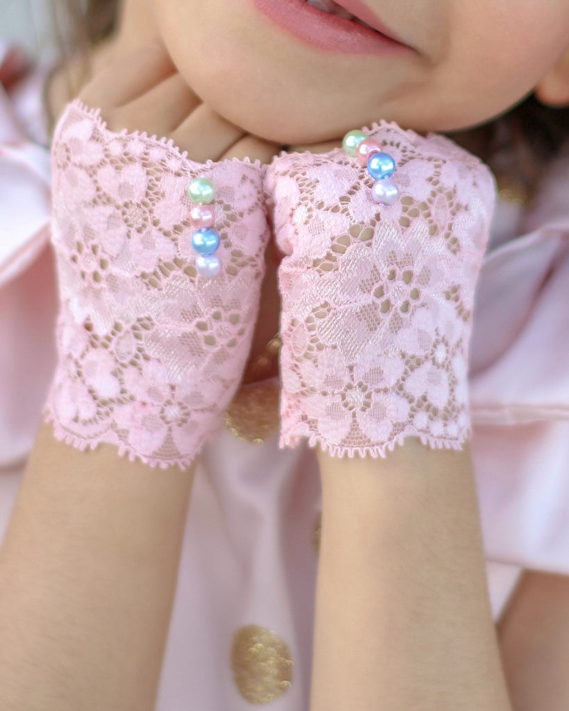 childrens white lace gloves