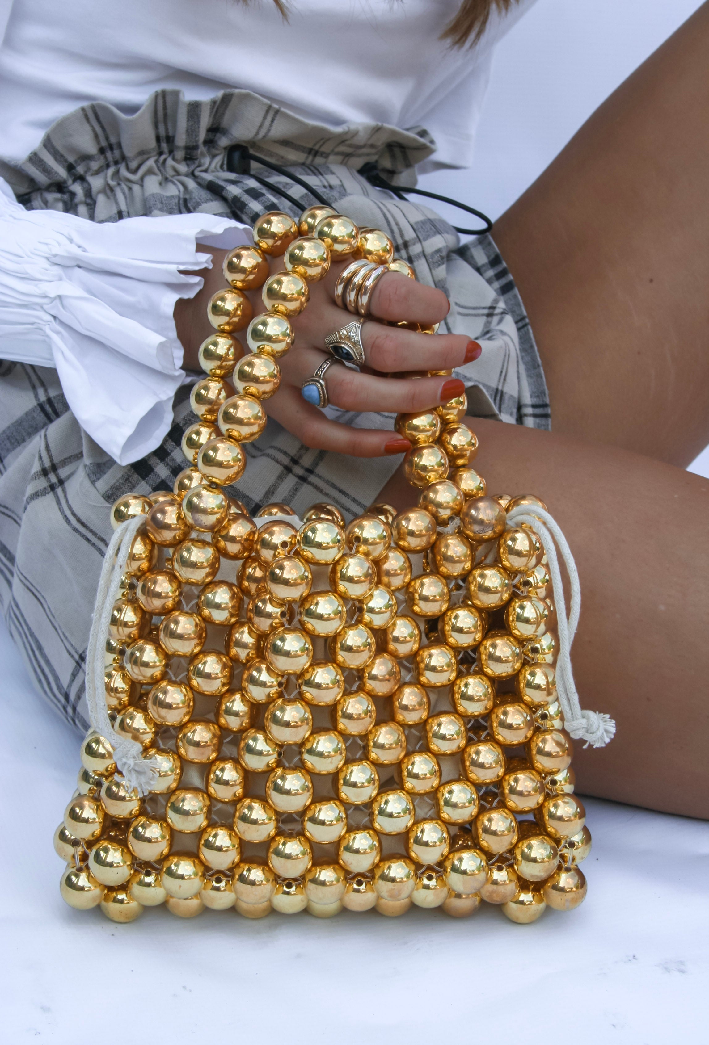 gold beaded bag