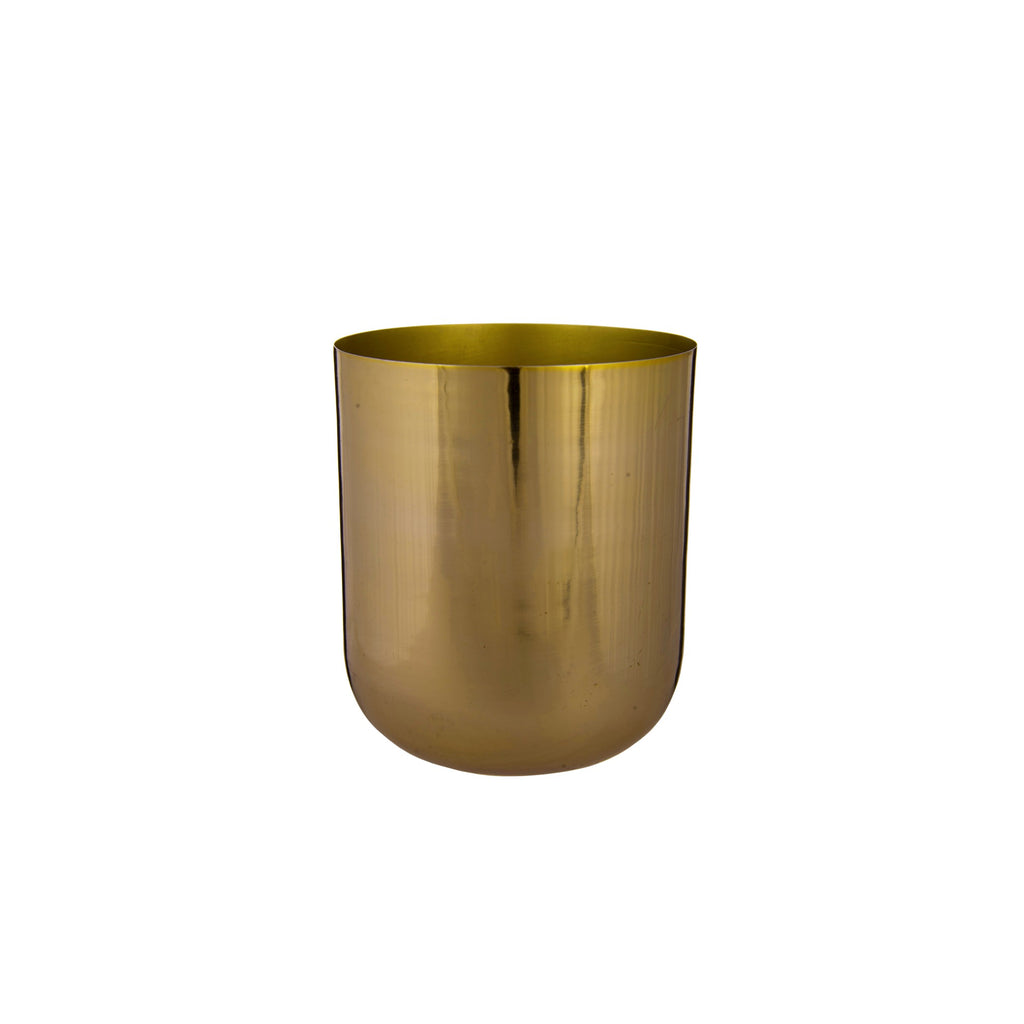 Curved Glossy Metal Table Top Pot / Planter in Rose Gold or Gold