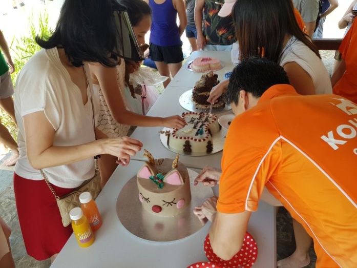 singapore corgi cake cutting