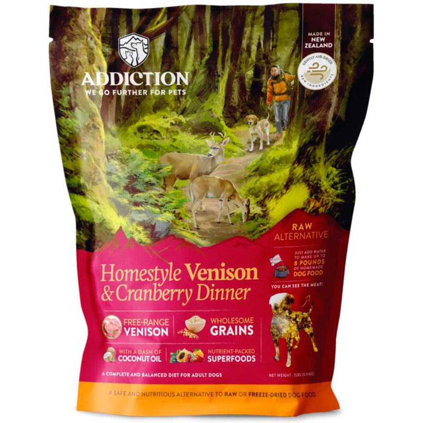 Addiction-Homestyle-Venison-Cranberry-Dinner-Raw-Alternative-Dog -Food-Front.jpg?v=1667653458