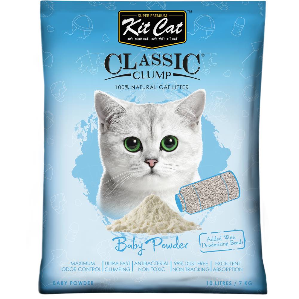 Kit Cat  Classic Clump Baby Powder Clay  Cat  Litter 10L 