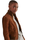 Studios Knitted Collar Suede Bomber Jacket