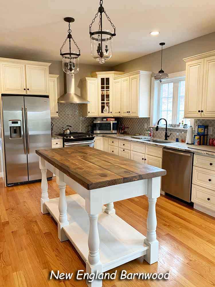 Rustic Farmhouse Double Kitchen Island | New England Barnwood