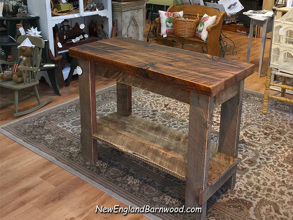 Vintage Style Farmhouse Kitchen Island New England Barnwood