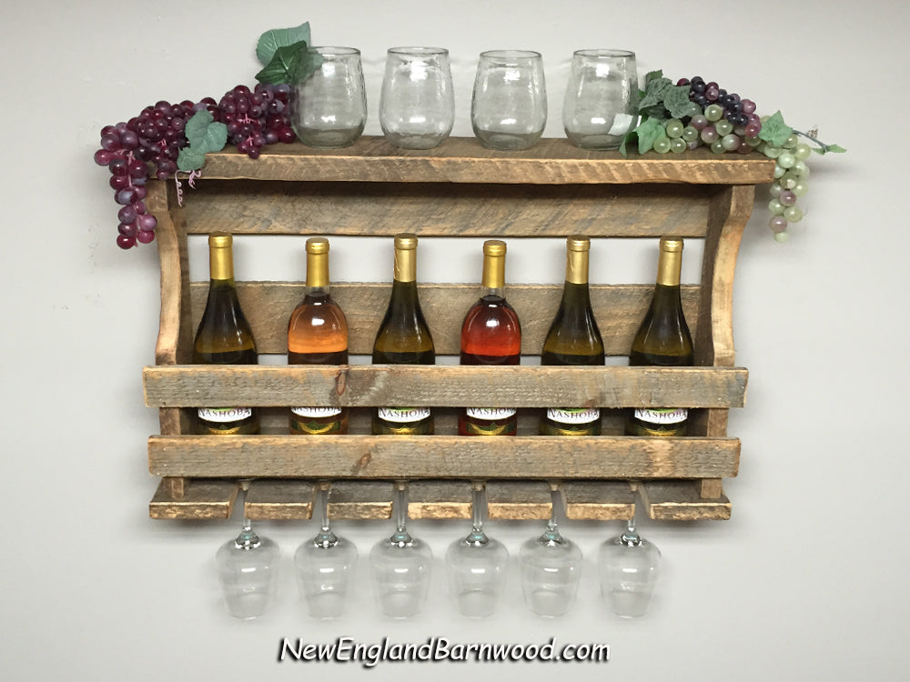 vintage style wall mount wine and glass wine rack – new