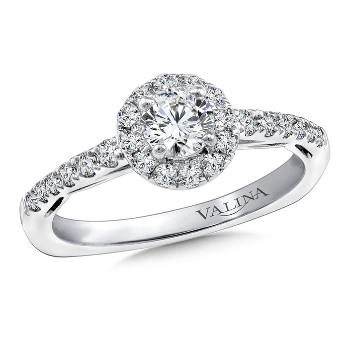 Halo Engagement Ring Mounting in 14K 