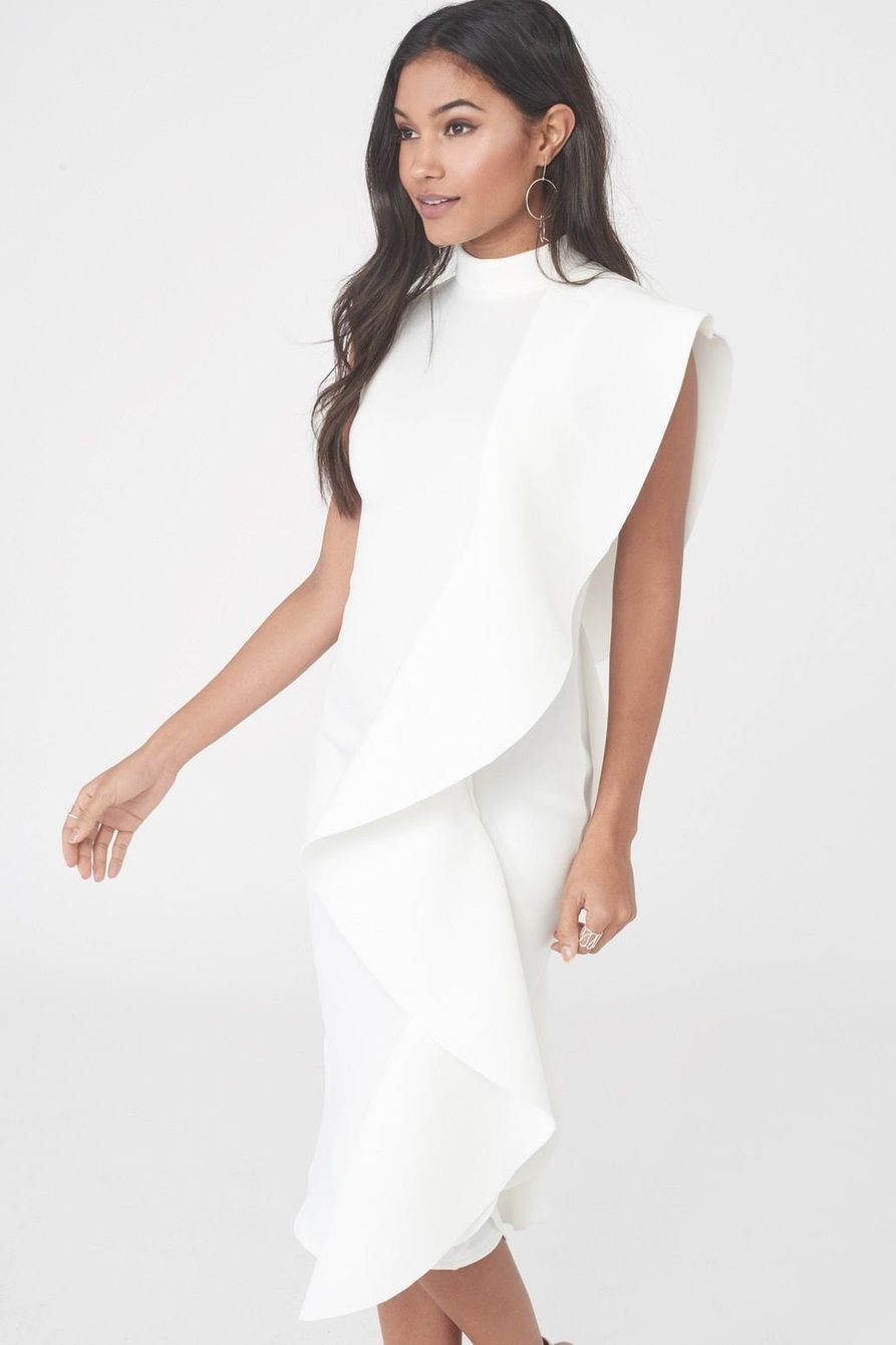 lavish alice scuba frill midi dress