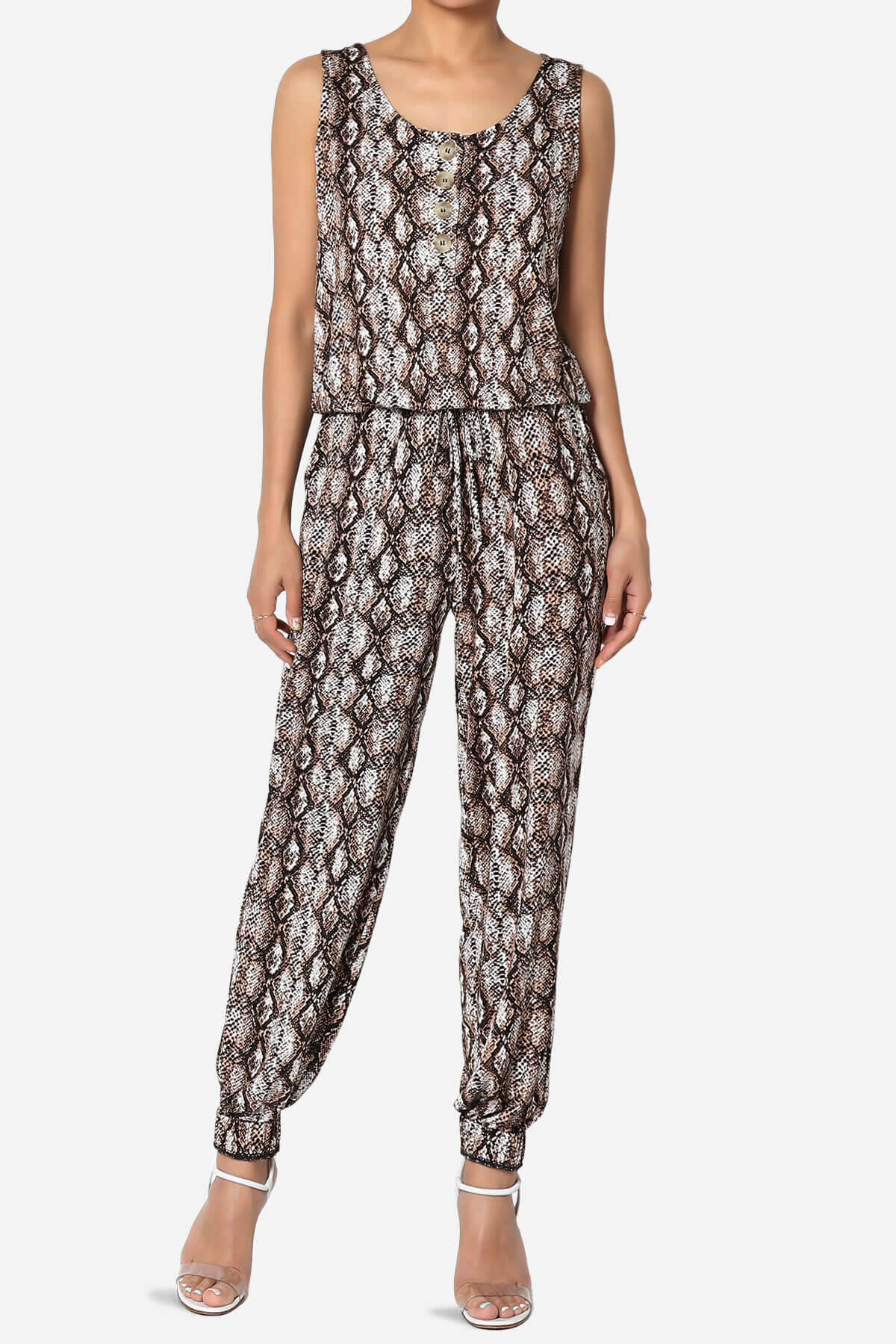 A casual snake print jumpsuit