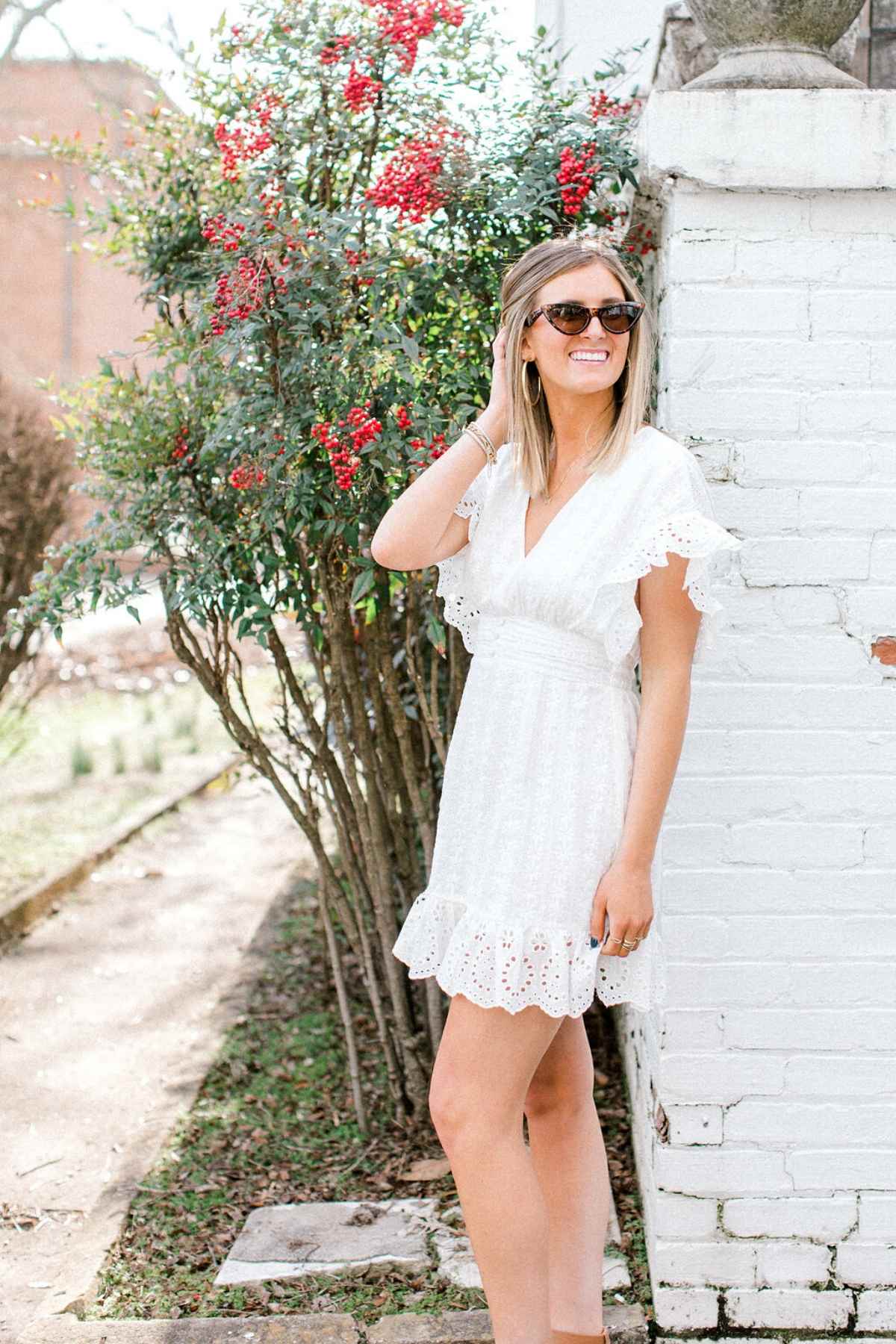 white eyelet dress