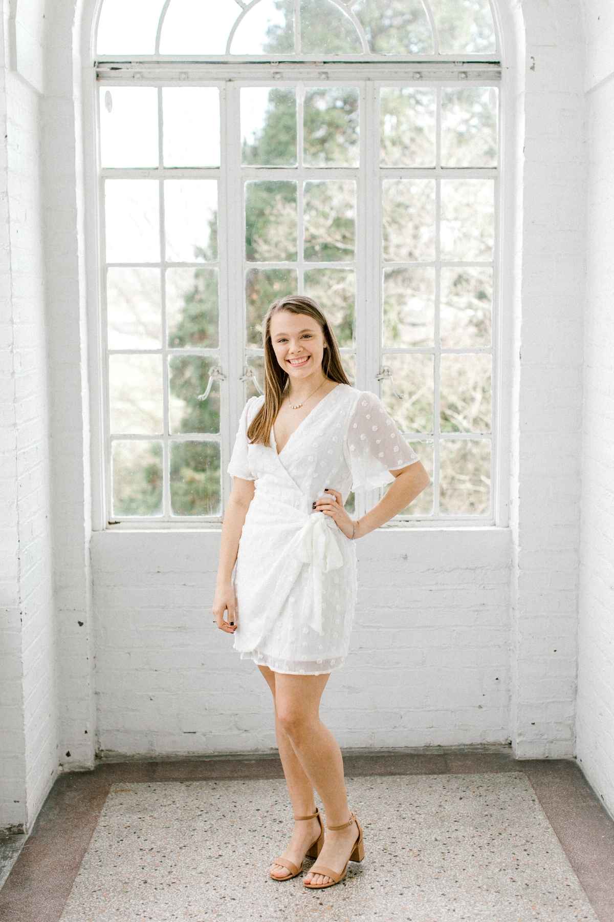 ivory wrap dress with sleeves