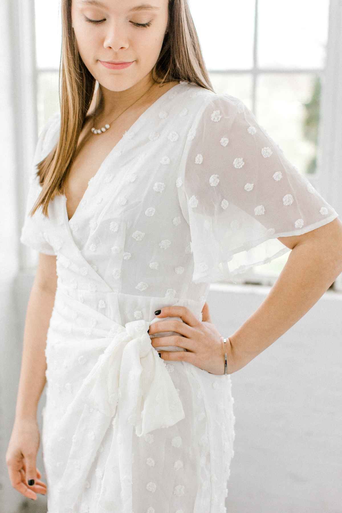 swiss dot wedding dress