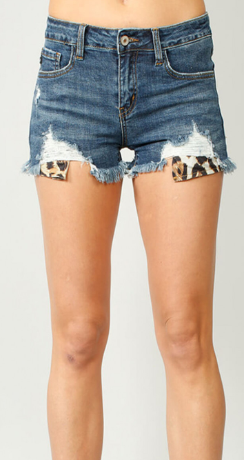 leopard jean shorts