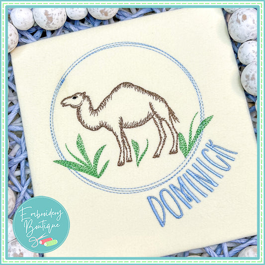 Camel Circle Watercolor Embroidery Design, Embroidery, opensolutis