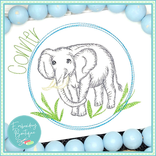 Elephant Circle Watercolor Embroidery Design, Embroidery, opensolutis