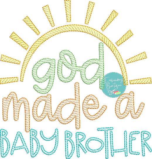 God Made Baby Brother Sun Sketch Embroidery Design, Embroidery Design, opensolutis