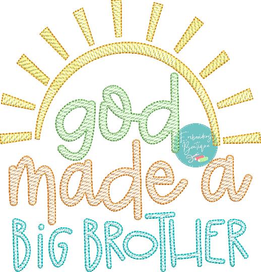 God Made Big Brother Sun Sketch Embroidery Design, Embroidery Design, opensolutis