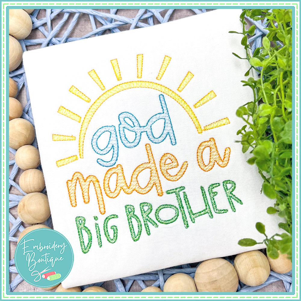 God Made Big Brother Sun Sketch Embroidery Design, Embroidery Design, opensolutis