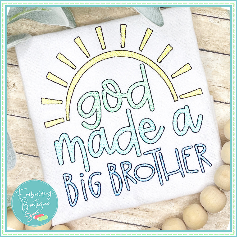 God Made Big Brother Sun Sketch Embroidery Design, Embroidery Design, opensolutis