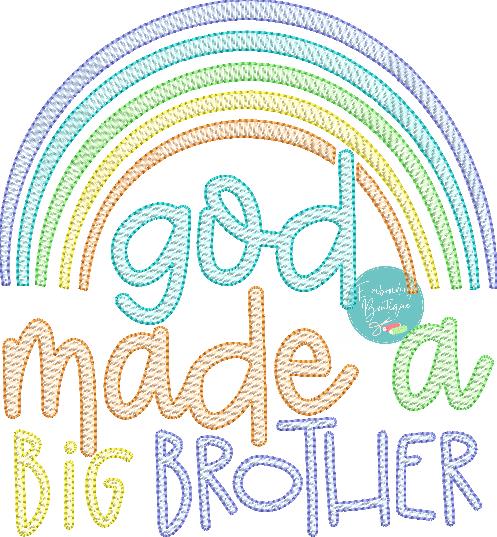 God Made Big Brother Rainbow Sketch Embroidery Design, Embroidery Design, opensolutis