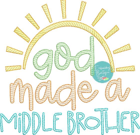 God Made Middle Brother Sun Sketch Embroidery Design, Embroidery Design, opensolutis