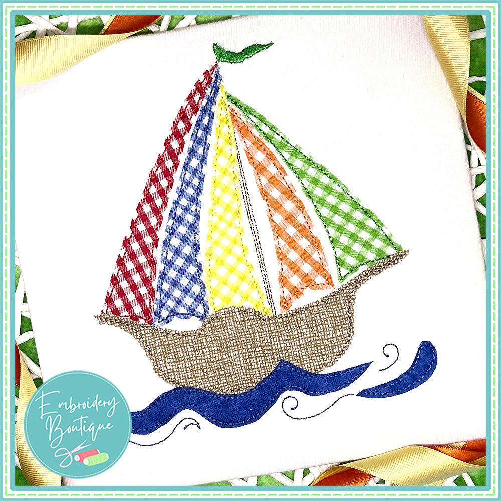 Sailboat Bean Stitch Applique, Applique, opensolutis