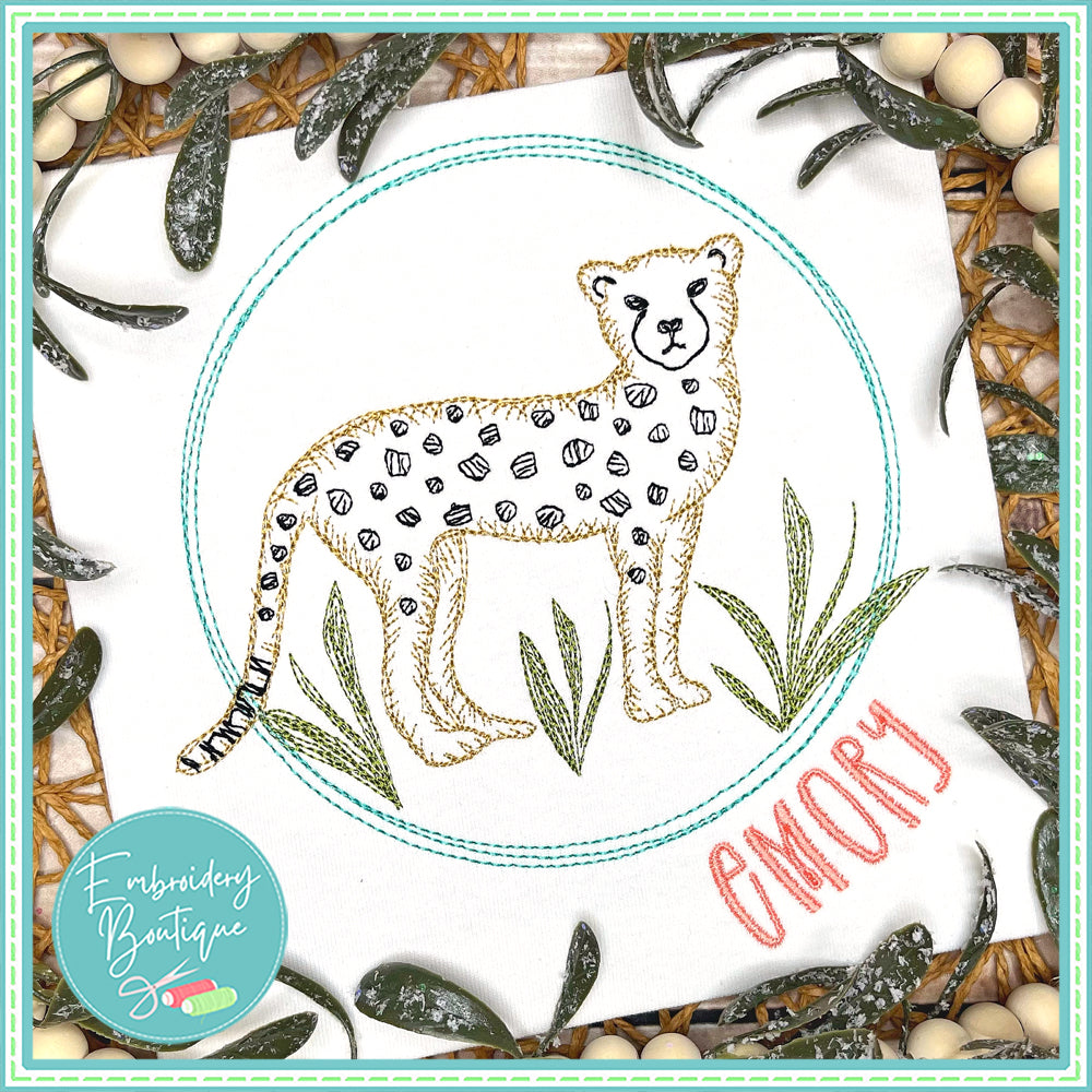 Tiger Circle Watercolor Embroidery Design, Embroidery, opensolutis