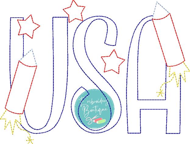 USA Fireworks Bean Stitch Applique, Applique, opensolutis