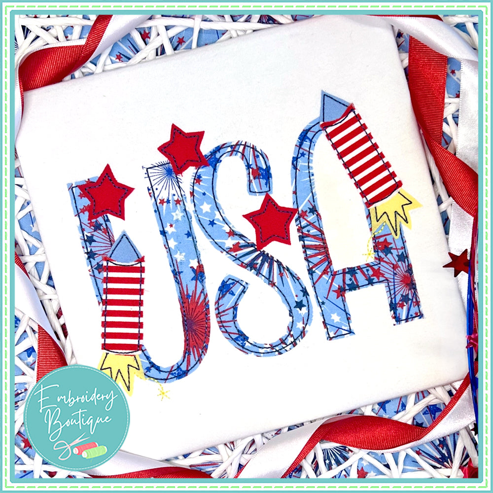 USA Fireworks Bean Stitch Applique, Applique, opensolutis