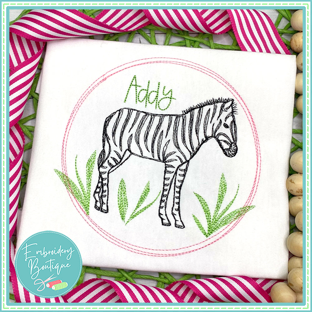 Zebra Circle Watercolor Embroidery Design, Embroidery, opensolutis