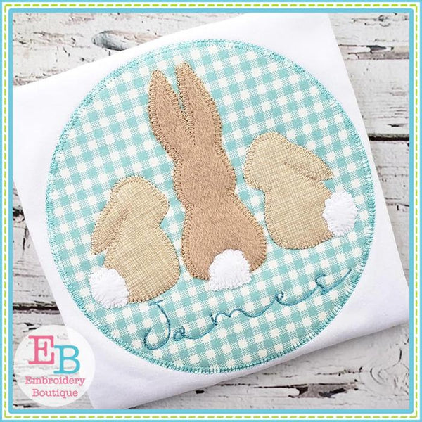 3 Bunnies Circle Applique, Applique