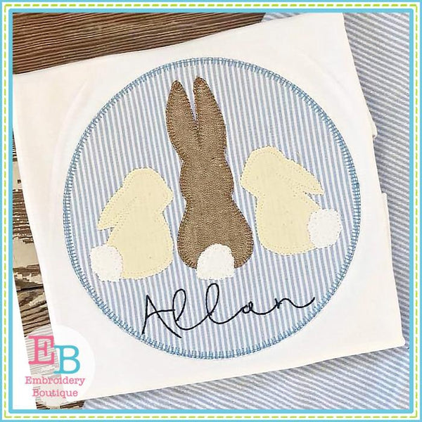 3 Bunnies Circle Applique, Applique