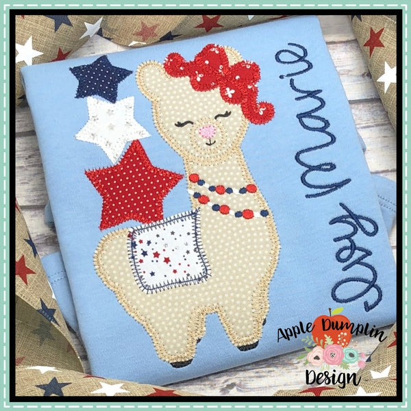 Llama with Stars Zigzag Applique Design, applique