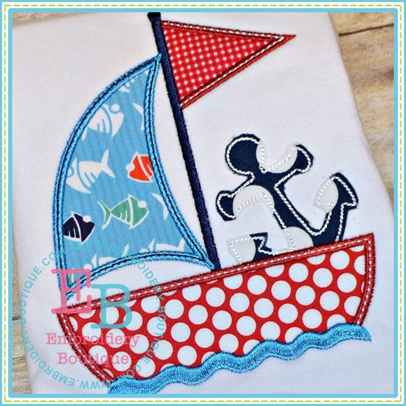 Anchor Sailboat Applique | Embroidery Boutique