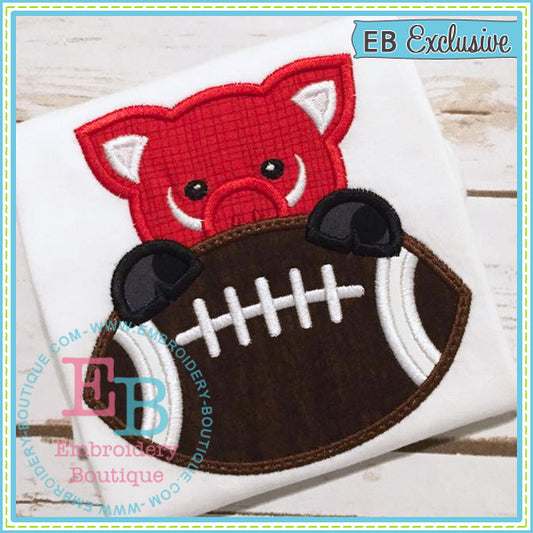 Football Pig Boy Applique, Applique