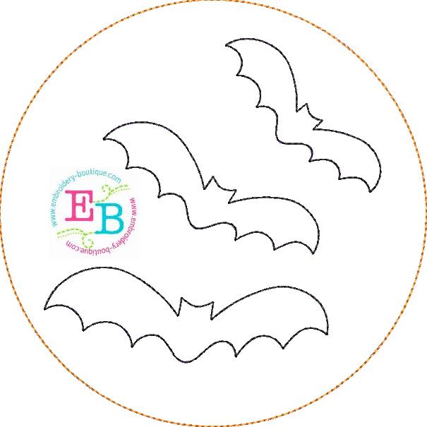 Bat Circle Bean Stitch Applique, Applique