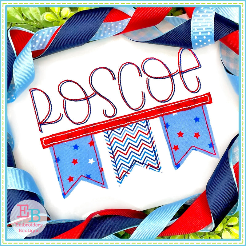 Bunting Banner 1 Applique, Applique