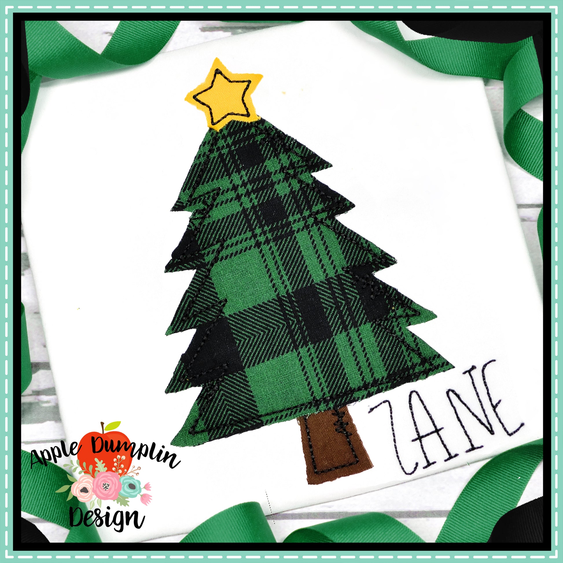 Christmas Tree Bean Stitch Applique  Design, Applique