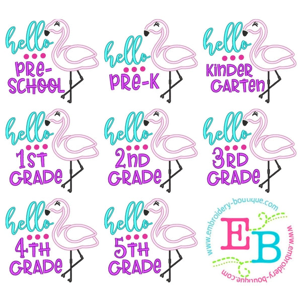 Hello Grade Flamingo Applique Bundle, Applique