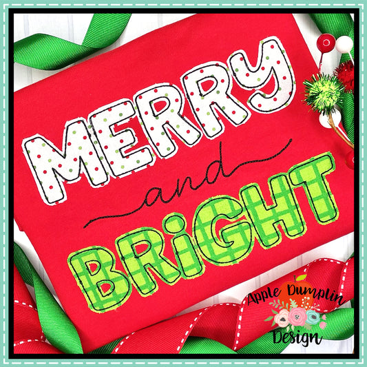 Merry and Bright Bean Stitch Applique  Design, Applique