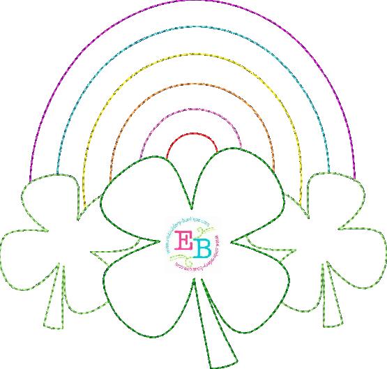 Shamrock Rainbow Bean Stitch Applique, Applique