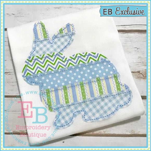 Strip Patchwork Bunny Applique | Embroidery Boutique